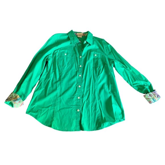 Van Heusen Womens Classic Fit Size XLarge Green Button-Down Shirt - Picture 1 of 10